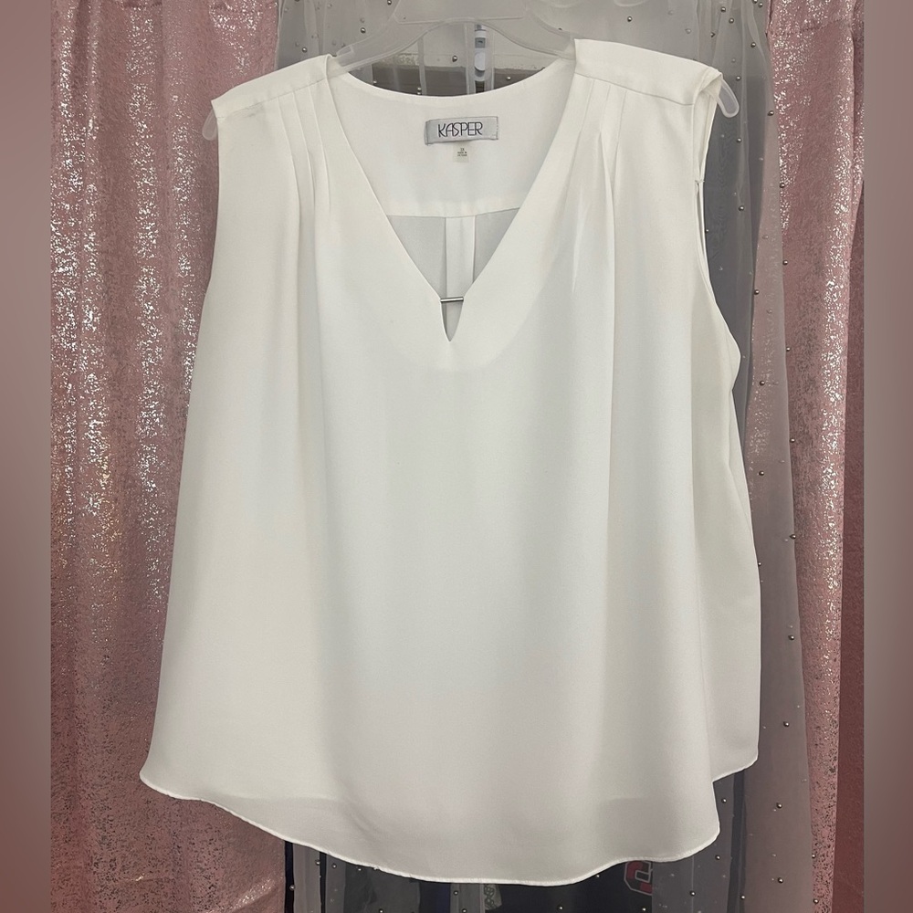 Kasper Women's Plus Size Sleeveless Cami Top w Bar Trim | 3X